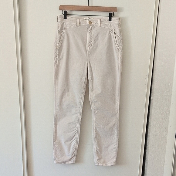We The Free Women 8 Fine Line Straight Cropped Corduroy Pants Cream Boho Western - Picture 1 of 8